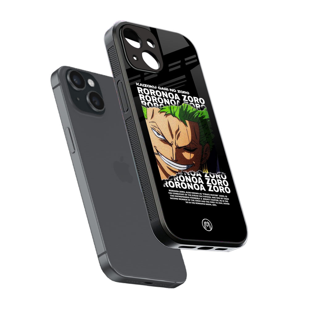 roronoa zoro anime back phone cover | glass case for iphone 15
