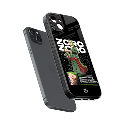 roronoa zoro back phone cover | glass case for iphone 15 plus