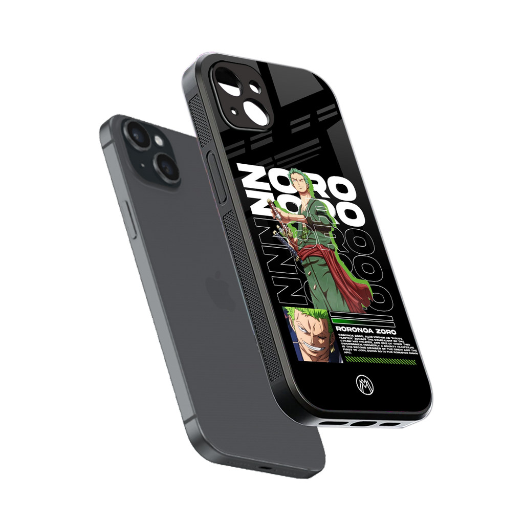 roronoa zoro back phone cover | glass case for iphone 14 plus