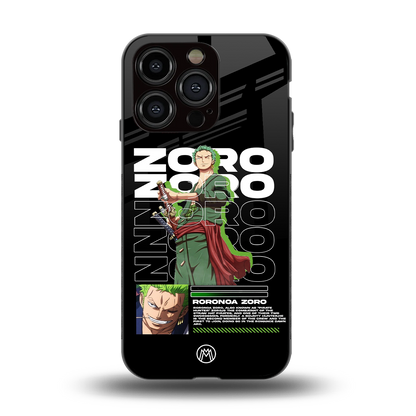 roronoa zoro back phone cover | glass case for iphone 15 pro