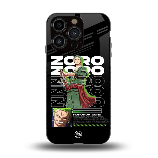 roronoa zoro back phone cover | glass case for iphone 14 pro