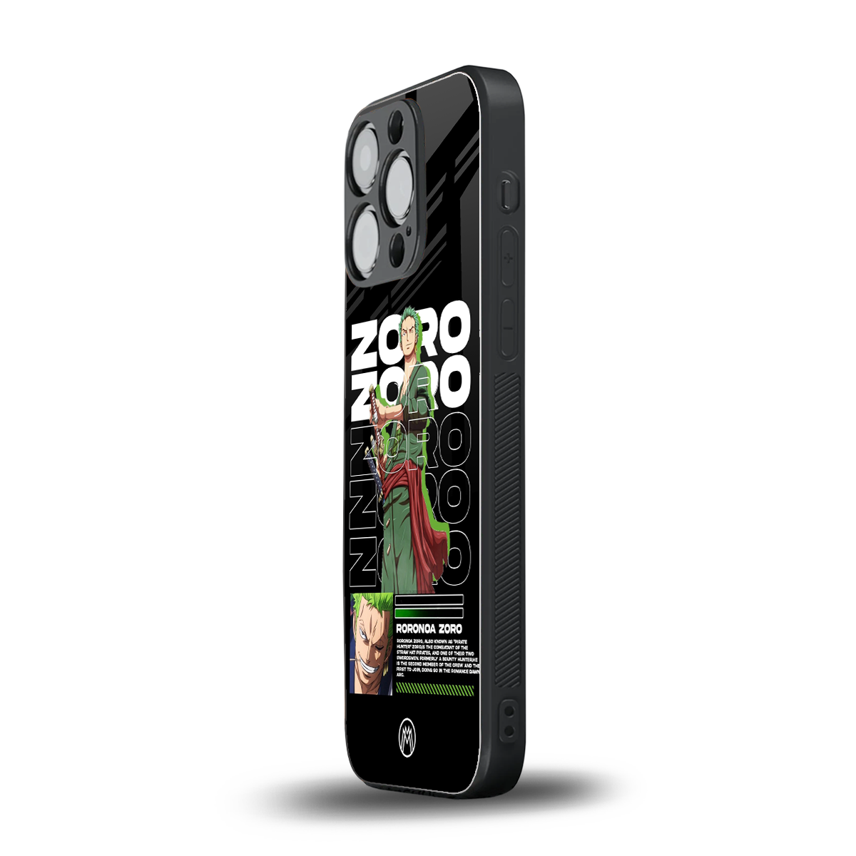 roronoa zoro back phone cover | glass case for iphone 15 pro