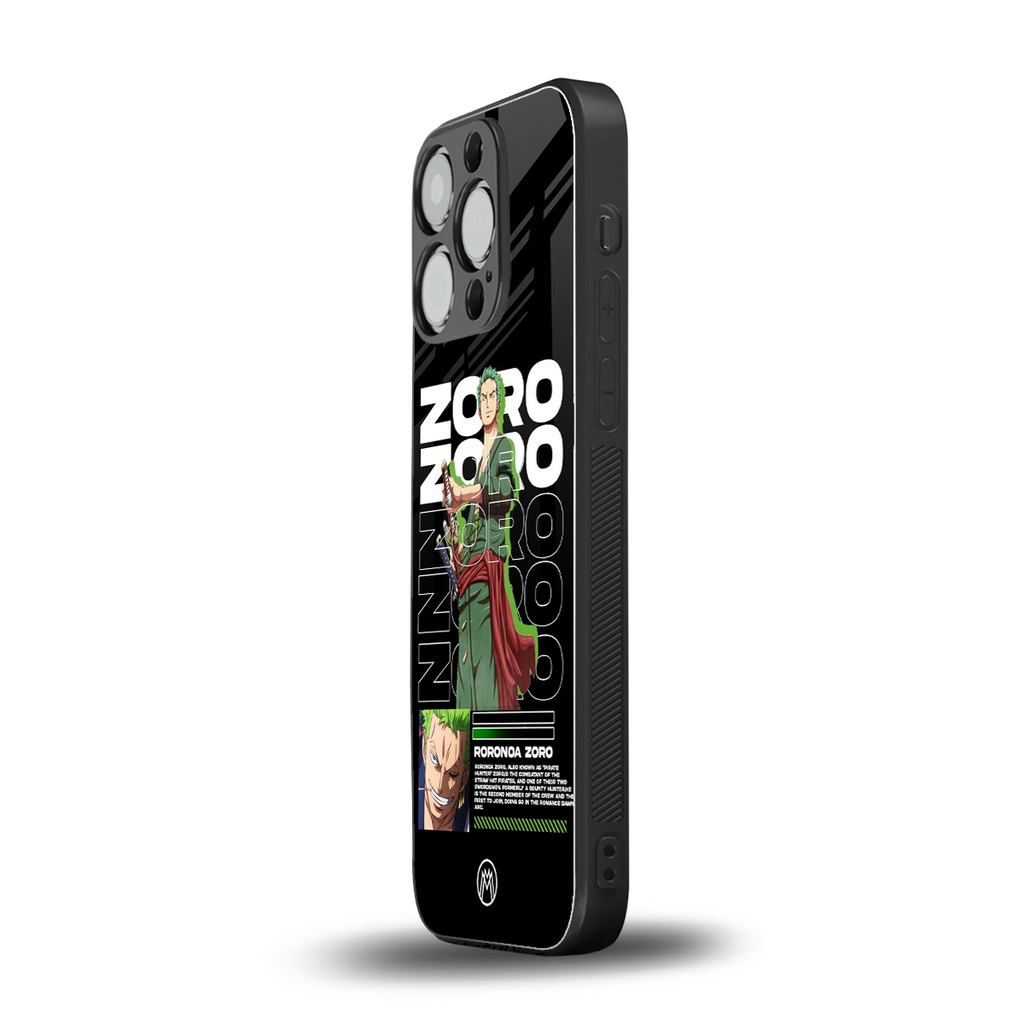 roronoa zoro back phone cover | glass case for iphone 14 pro