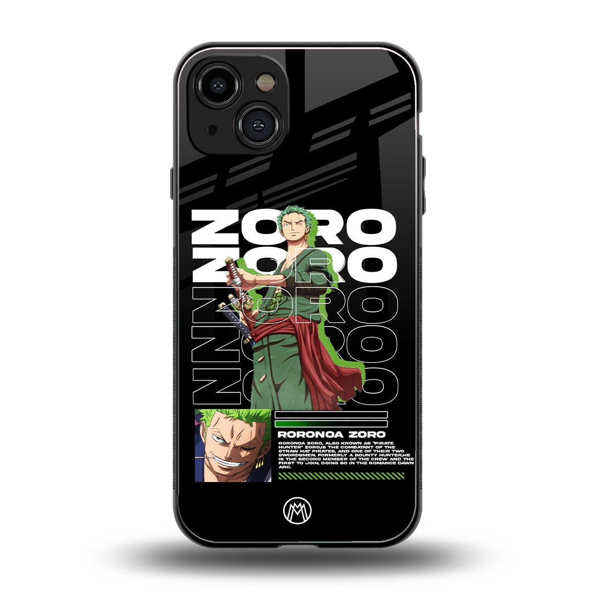 roronoa zoro back phone cover | glass case for iphone 15