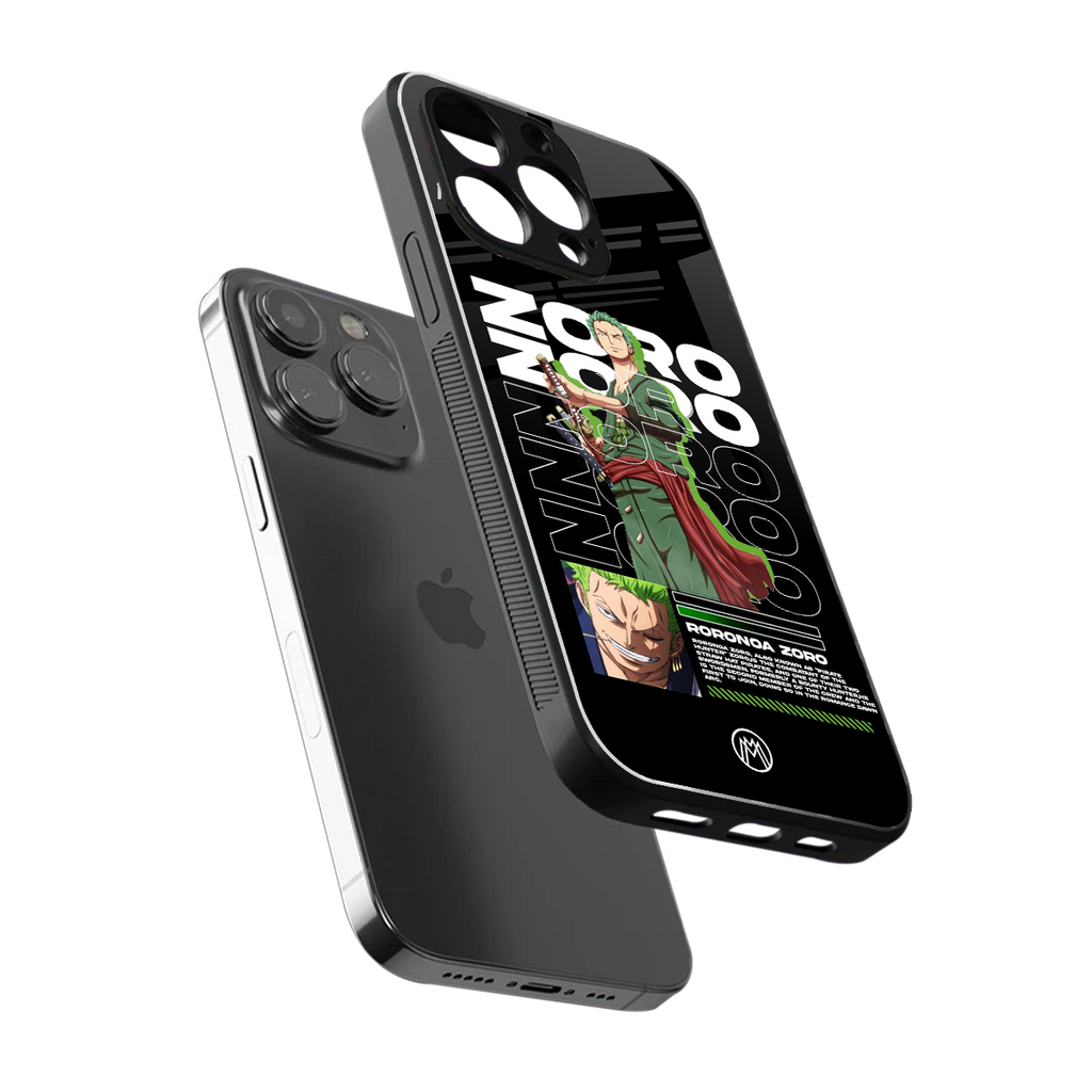 roronoa zoro back phone cover | glass case for iphone 14 pro