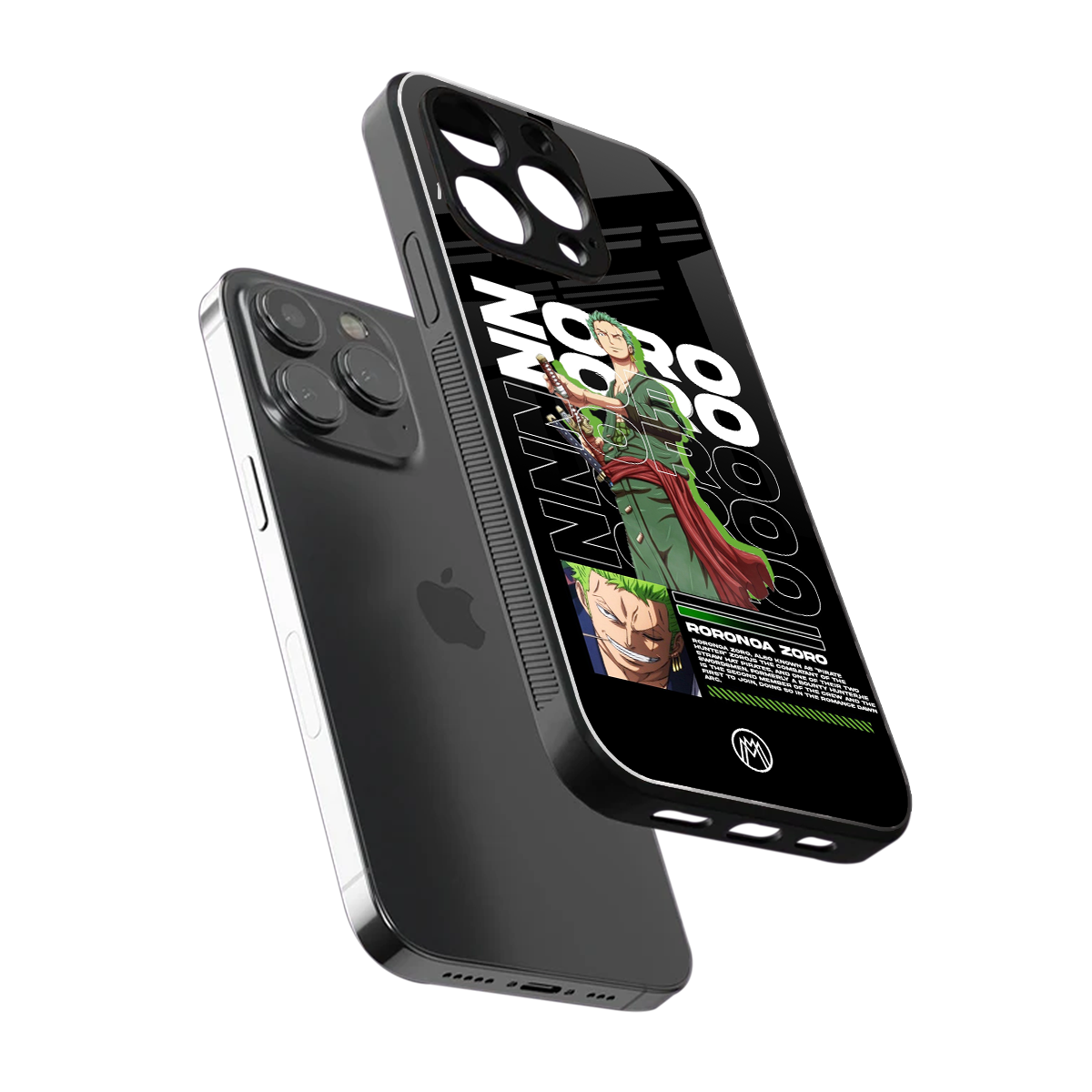 roronoa zoro back phone cover | glass case for iphone 14 pro