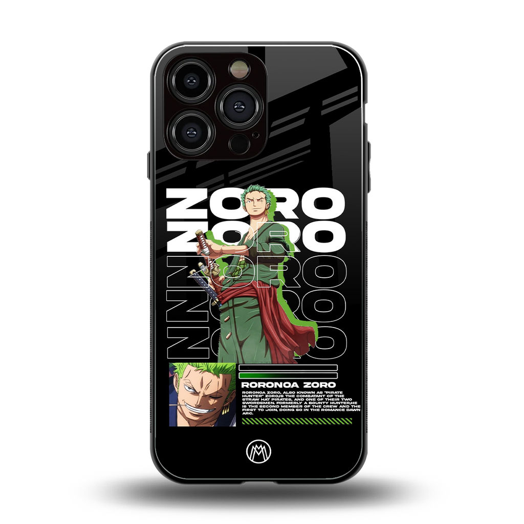 roronoa zoro back phone cover | glass case for iphone 16 pro max