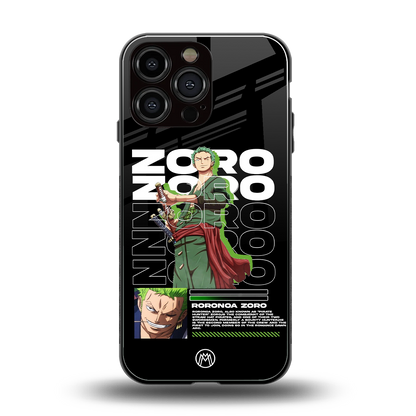 roronoa zoro back phone cover | glass case for iphone 16 pro max