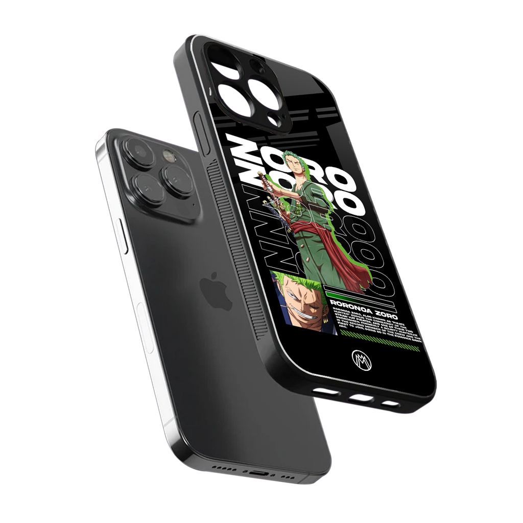 roronoa zoro back phone cover | glass case for iphone 16 pro max