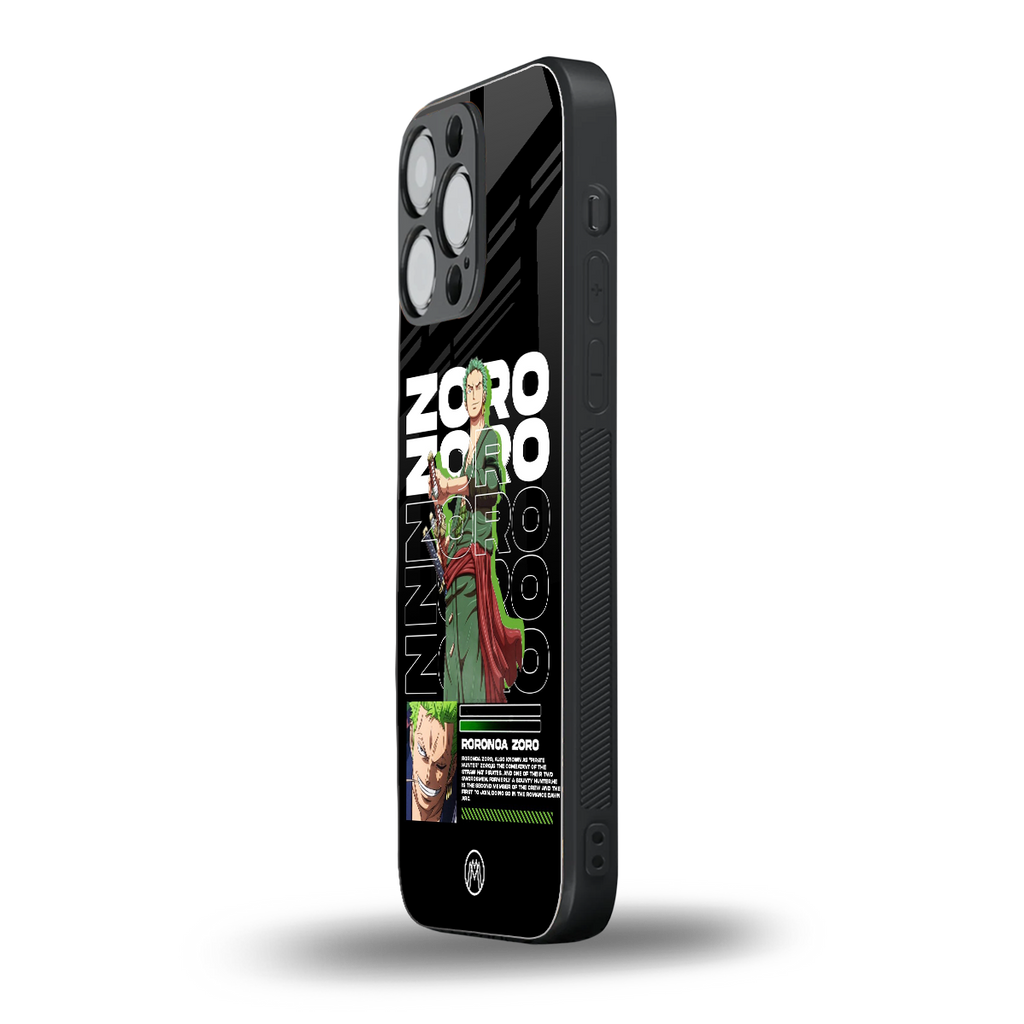 roronoa zoro back phone cover | glass case for iphone 16 pro max