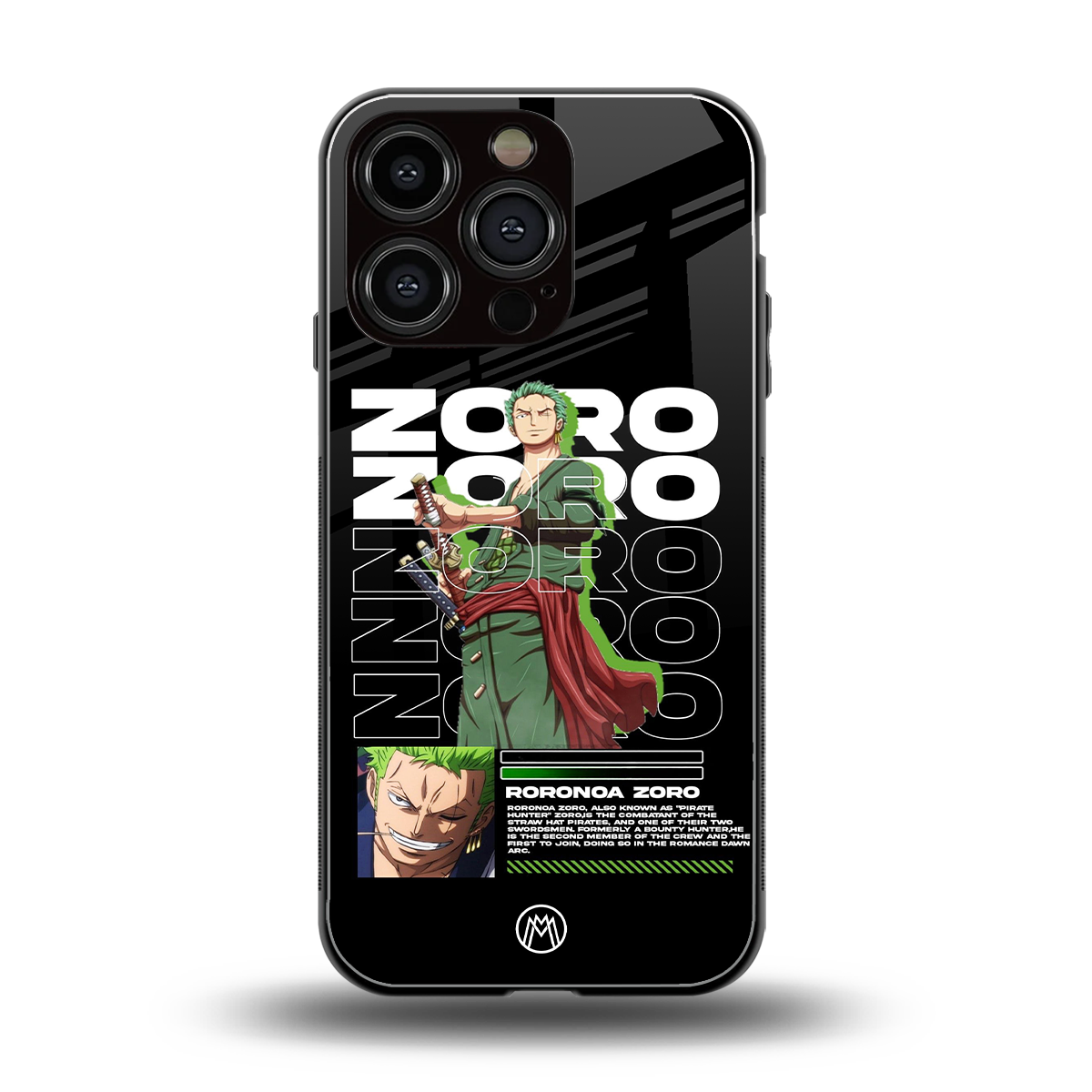 roronoa zoro back phone cover | glass case for iphone 16 pro