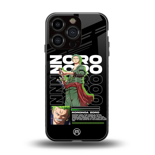 roronoa zoro back phone cover | glass case for iphone 16 pro