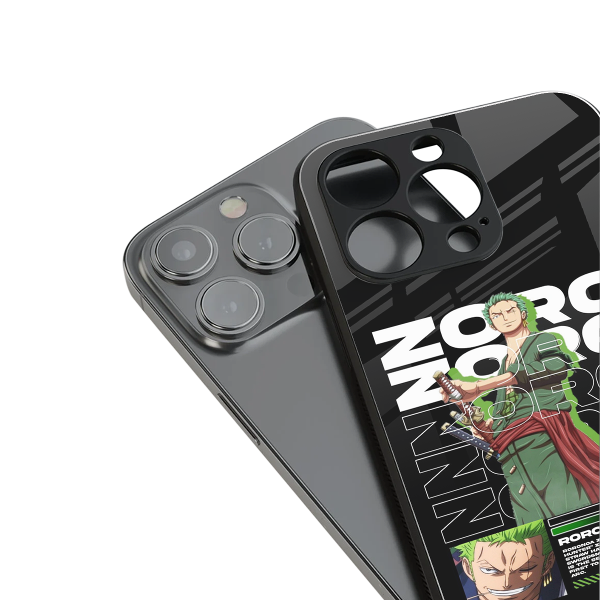roronoa zoro back phone cover | glass case for iphone 16 pro max