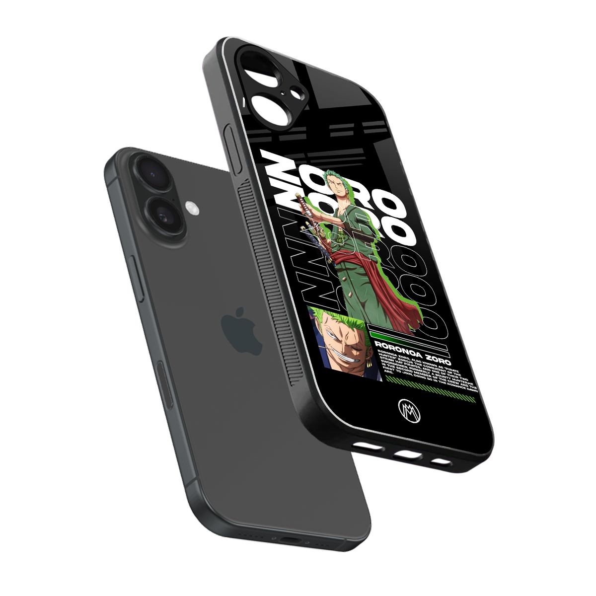 roronoa zoro back phone cover | glass case for iphone 16