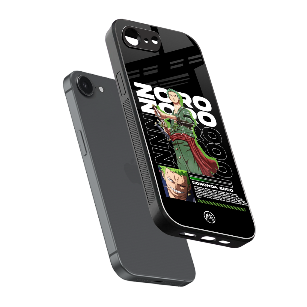 roronoa zoro back phone cover | glass case for iphone 16e
