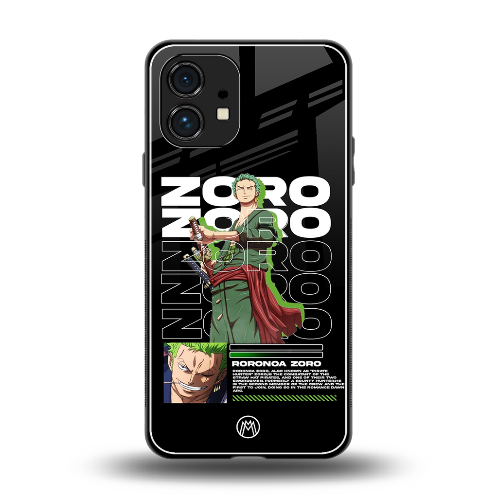 roronoa zoro back phone cover | glass case for nothing phone 1