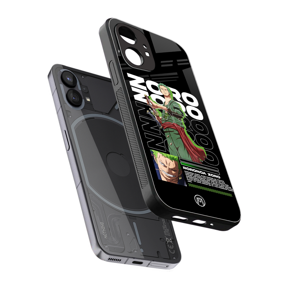 roronoa zoro back phone cover | glass case for nothing phone 1