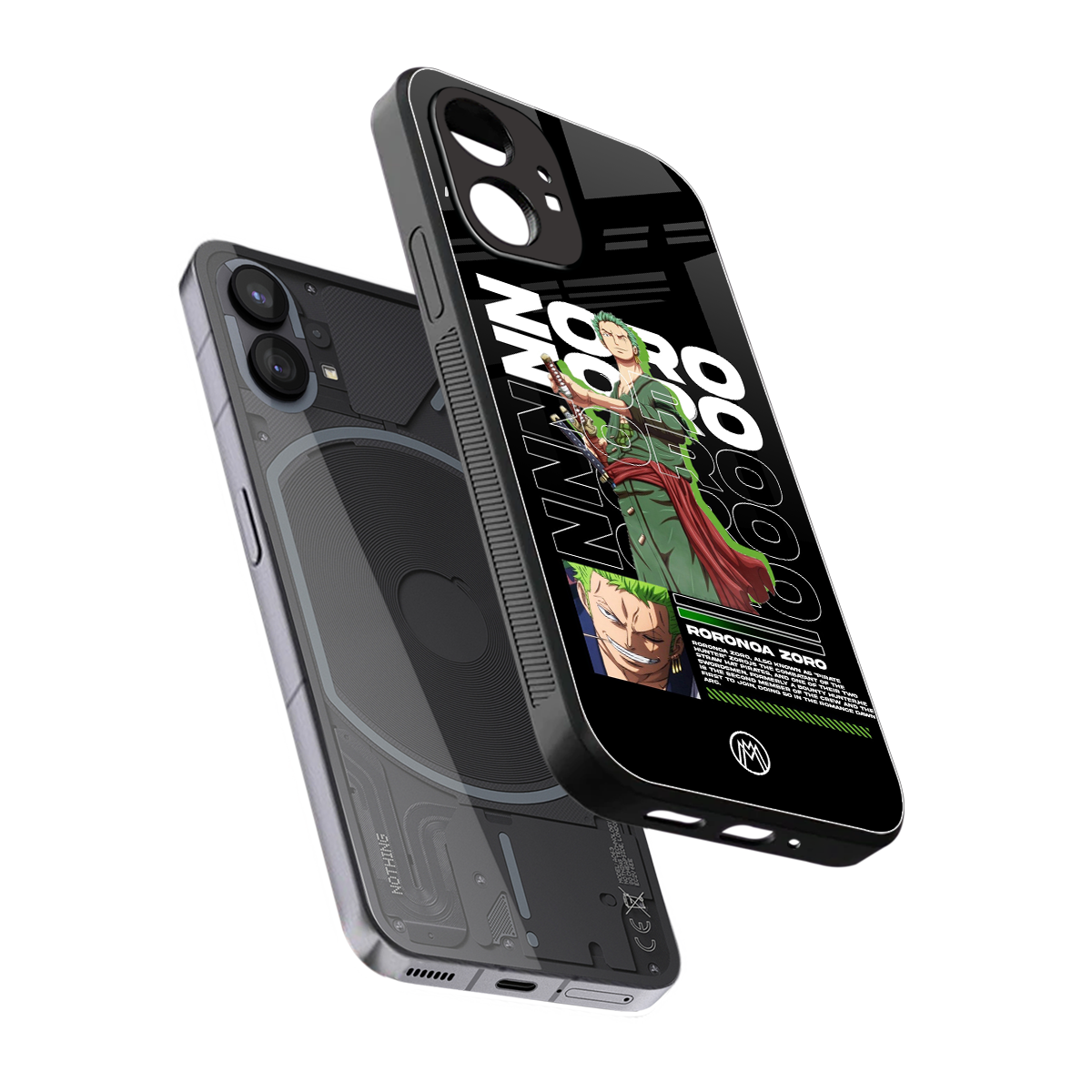 roronoa zoro back phone cover | glass case for nothing phone 1