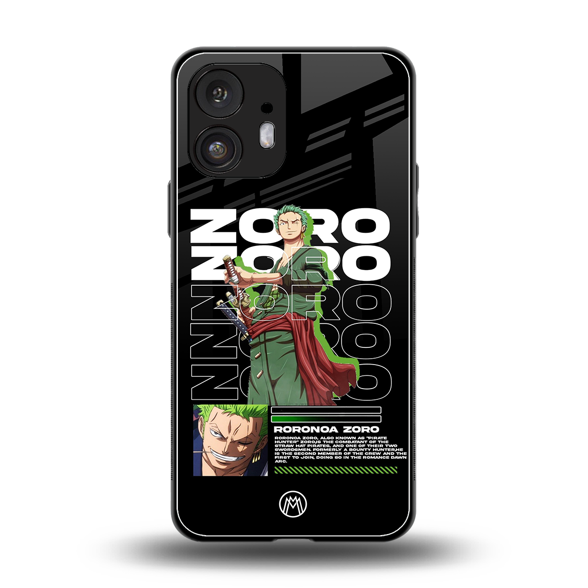 roronoa zoro back phone cover | glass case for nothing phone 2