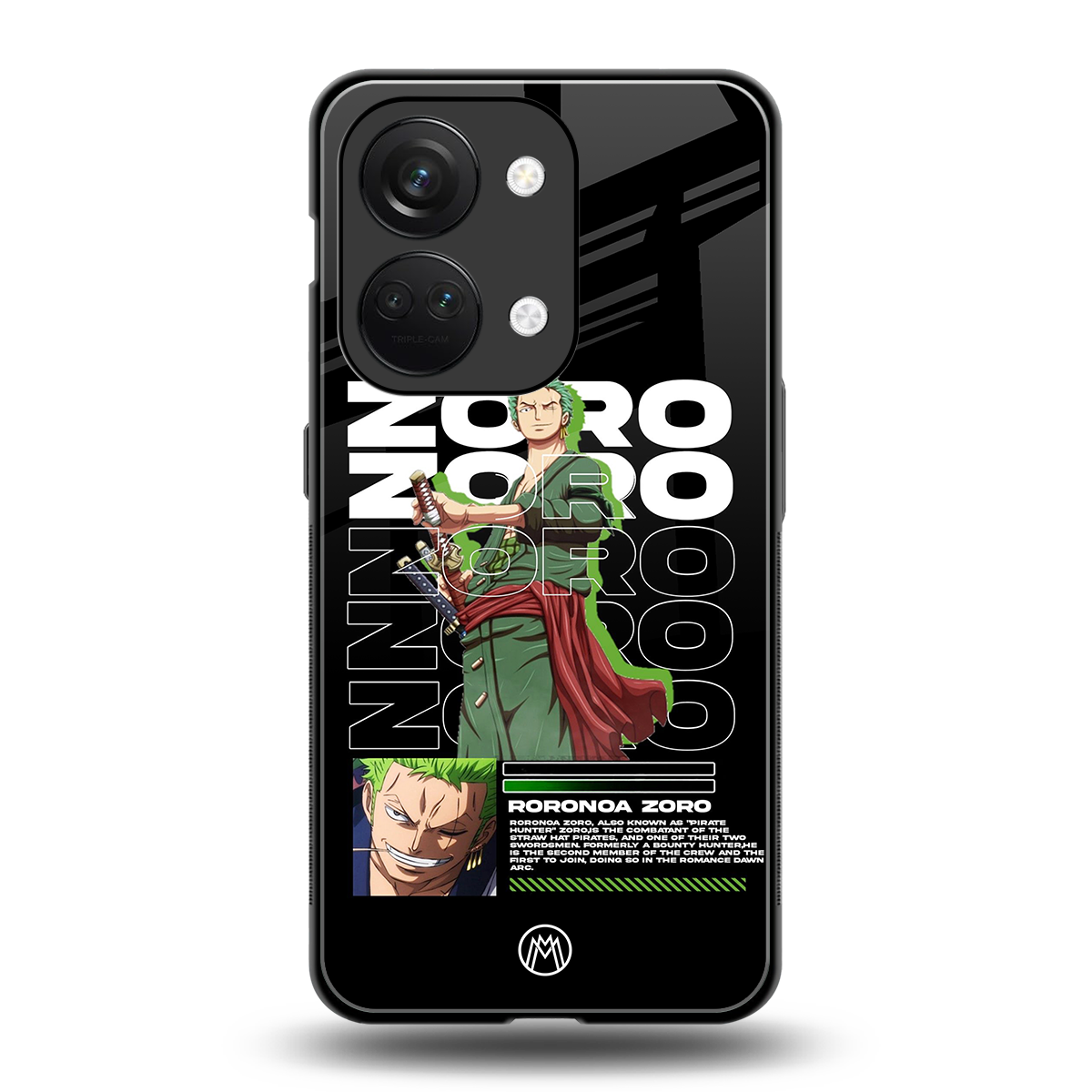 roronoa zoro back phone cover | glass case for oneplus nord 3