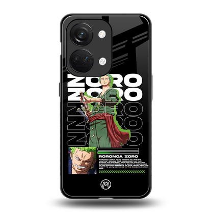 roronoa zoro back phone cover | glass case for oneplus nord 3