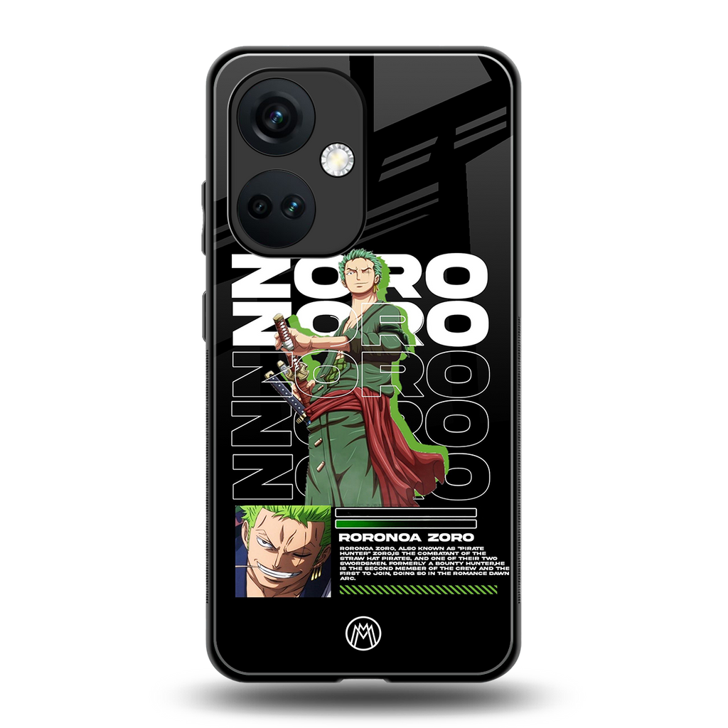 roronoa zoro back phone cover | glass case for oneplus nord ce 3