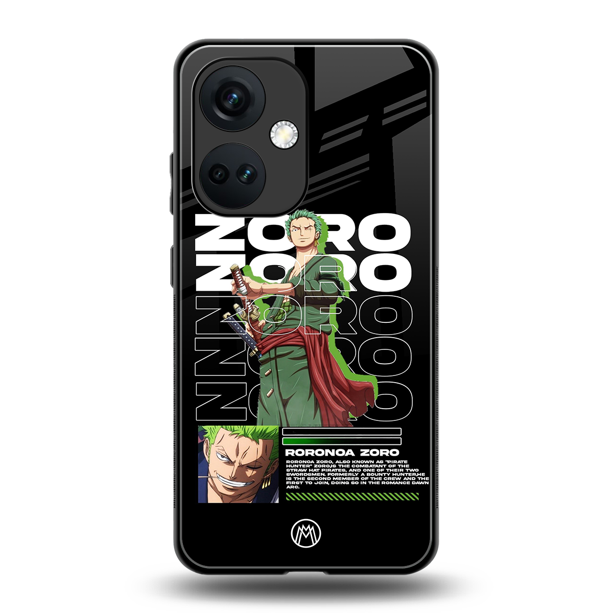 roronoa zoro back phone cover | glass case for oneplus nord ce 3