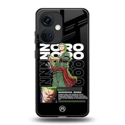 roronoa zoro back phone cover | glass case for oneplus nord ce 3
