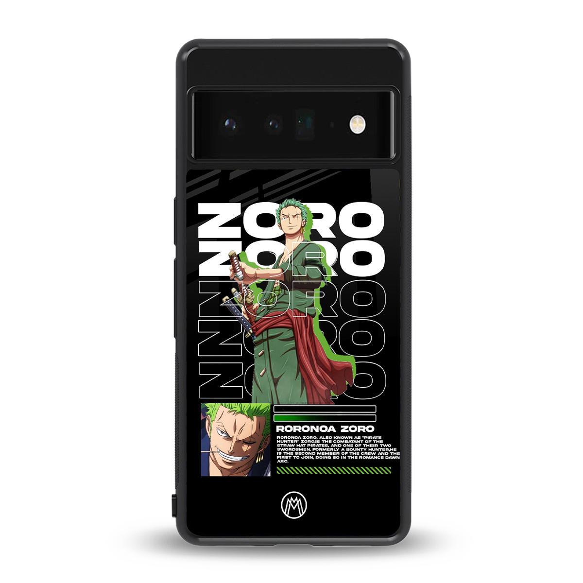 roronoa zoro back phone cover | glass case for google pixel 6 pro