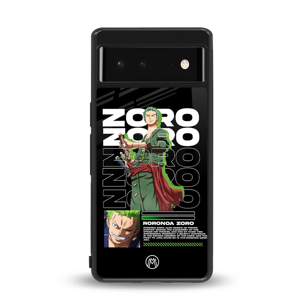 roronoa zoro back phone cover | glass case for google pixel 6