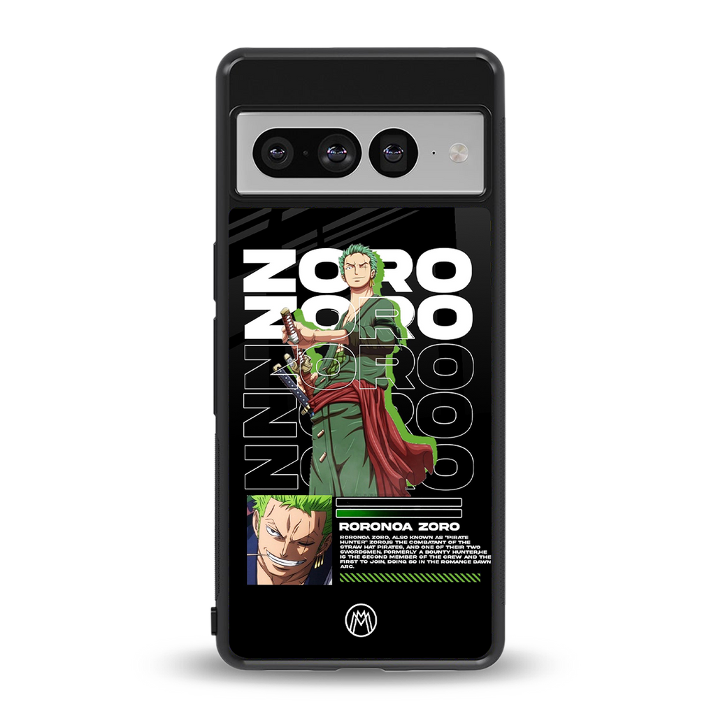 roronoa zoro back phone cover | glass case for google pixel 7 pro