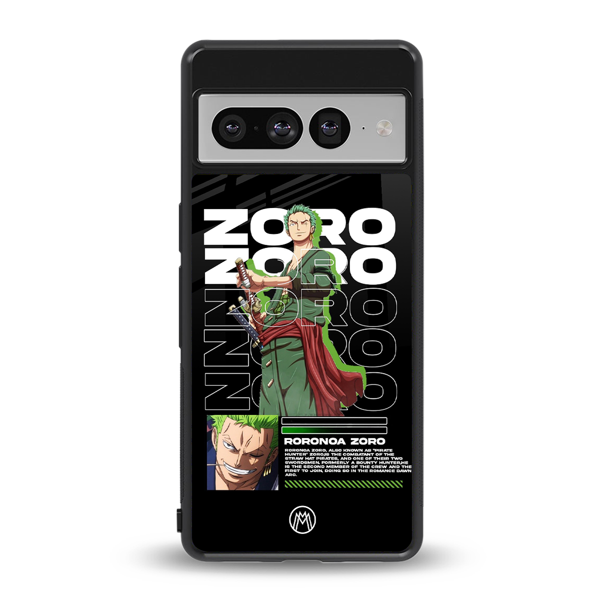 roronoa zoro back phone cover | glass case for google pixel 7 pro