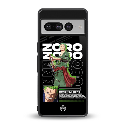 roronoa zoro back phone cover | glass case for google pixel 7 pro
