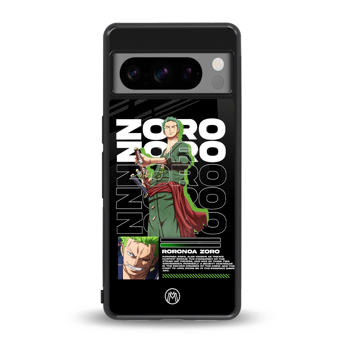 roronoa zoro back phone cover | glass case for google pixel 8 pro