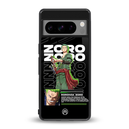 roronoa zoro back phone cover | glass case for google pixel 8 pro