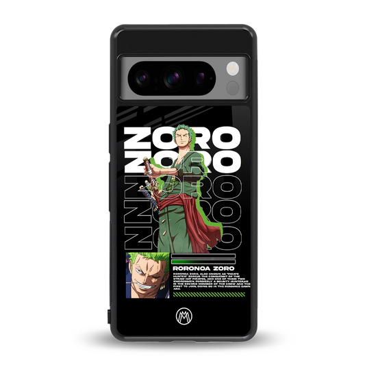 roronoa zoro back phone cover | glass case for google pixel 8 pro