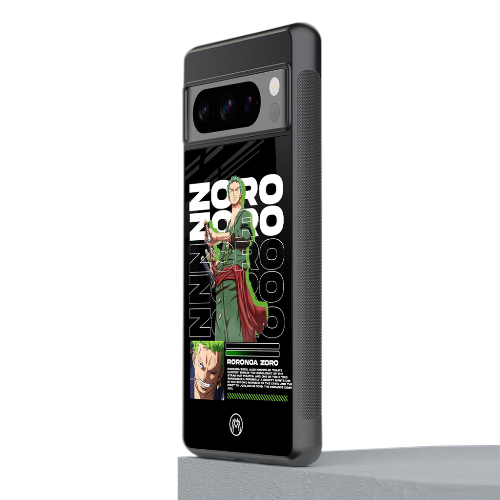 roronoa zoro back phone cover | glass case for google pixel 8 pro