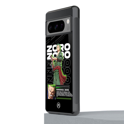 roronoa zoro back phone cover | glass case for google pixel 8 pro