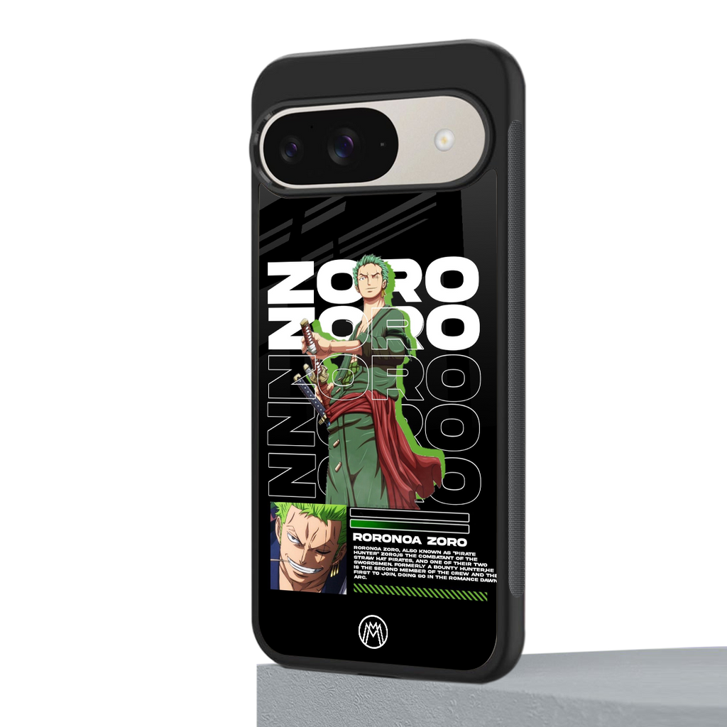 roronoa zoro back phone cover | glass case for google pixel 9