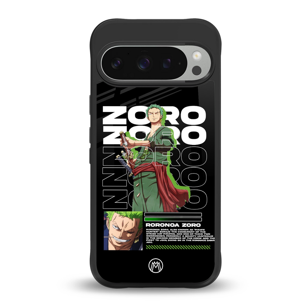 roronoa zoro back phone cover | glass case for google pixel 9 pro xl