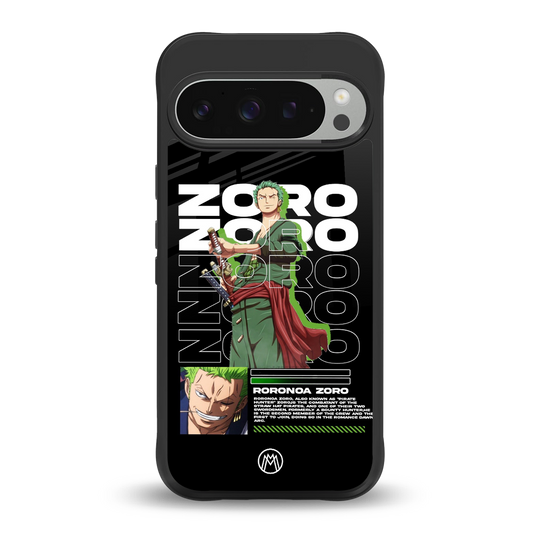 roronoa zoro back phone cover | glass case for google pixel 9 pro xl