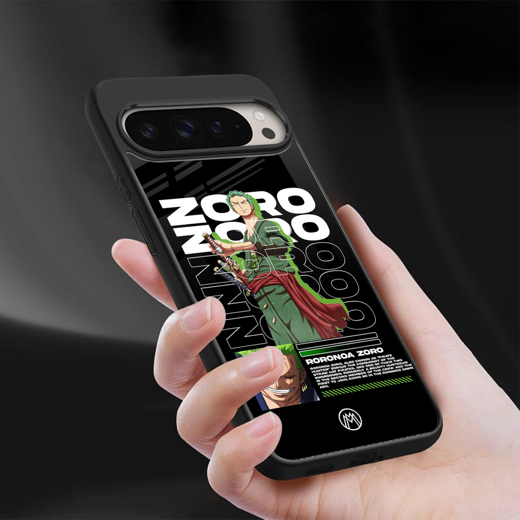 roronoa zoro back phone cover | glass case for google pixel 9 pro