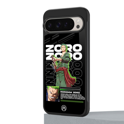 roronoa zoro back phone cover | glass case for google pixel 9 pro xl