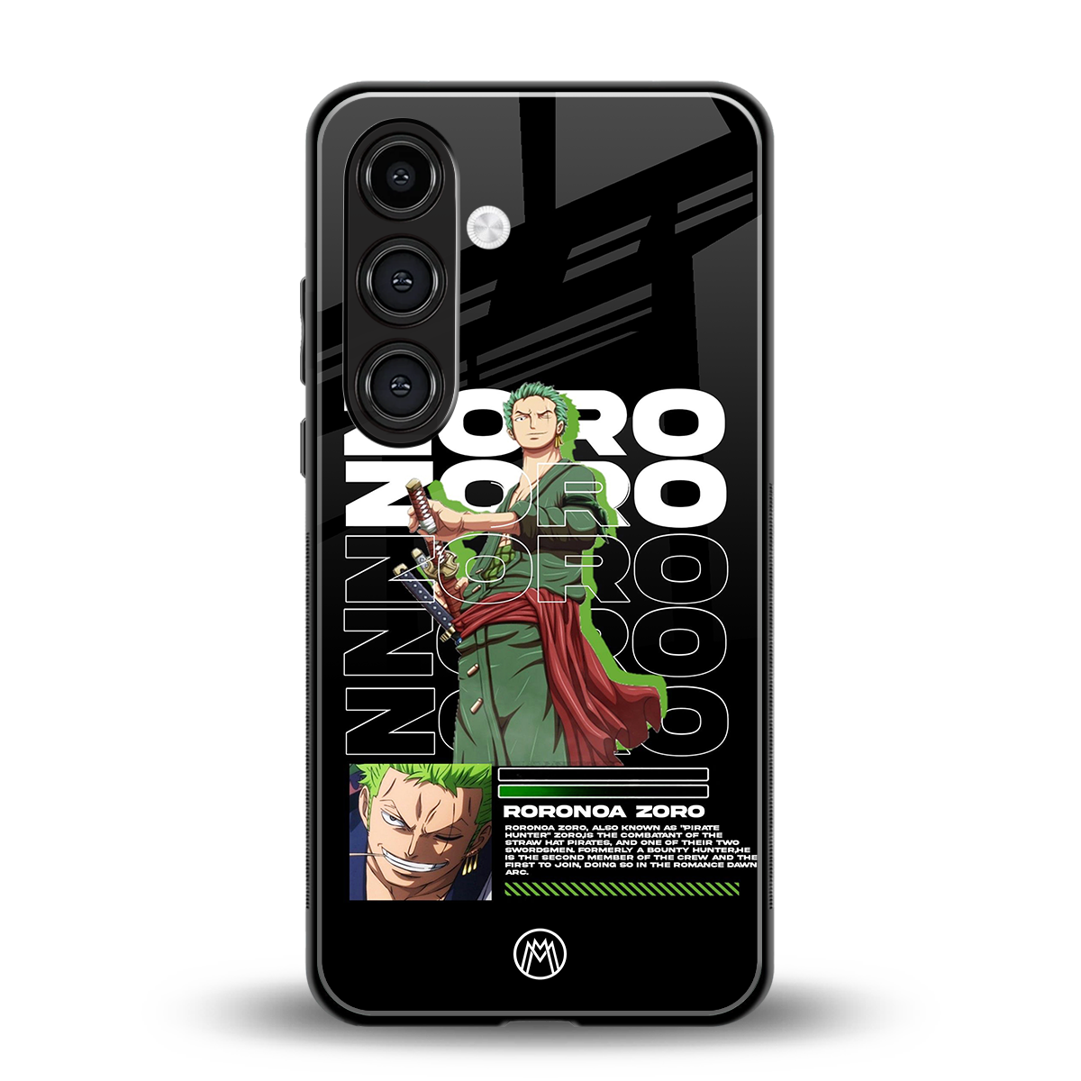 roronoa zoro back phone cover | glass case for samsung galaxy s24 plus