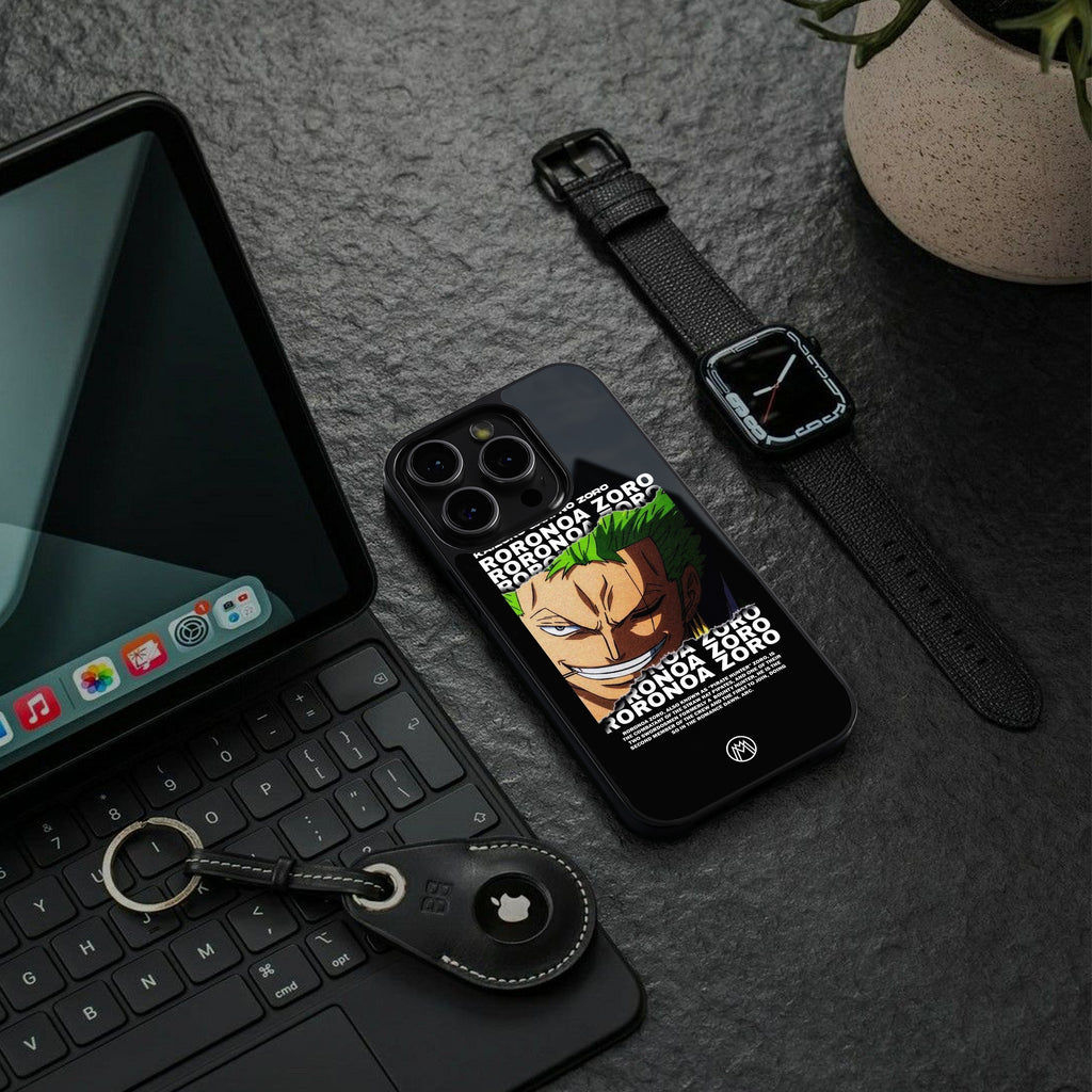 roronoa zoro anime back phone cover | glass case for iphone 16 plus