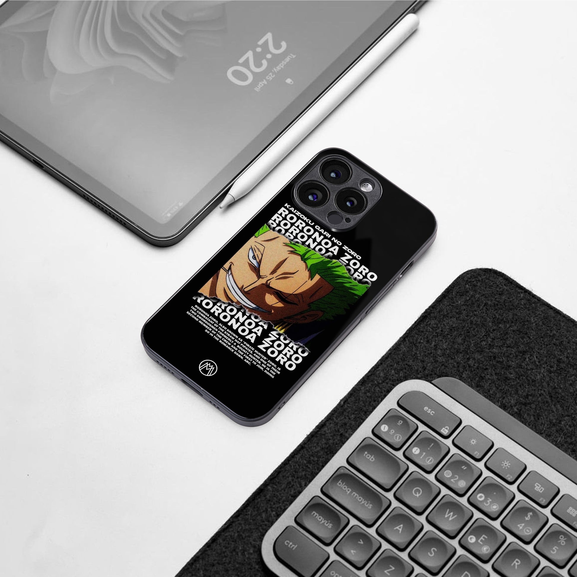 roronoa zoro anime back phone cover | glass case for iphone 16 pro