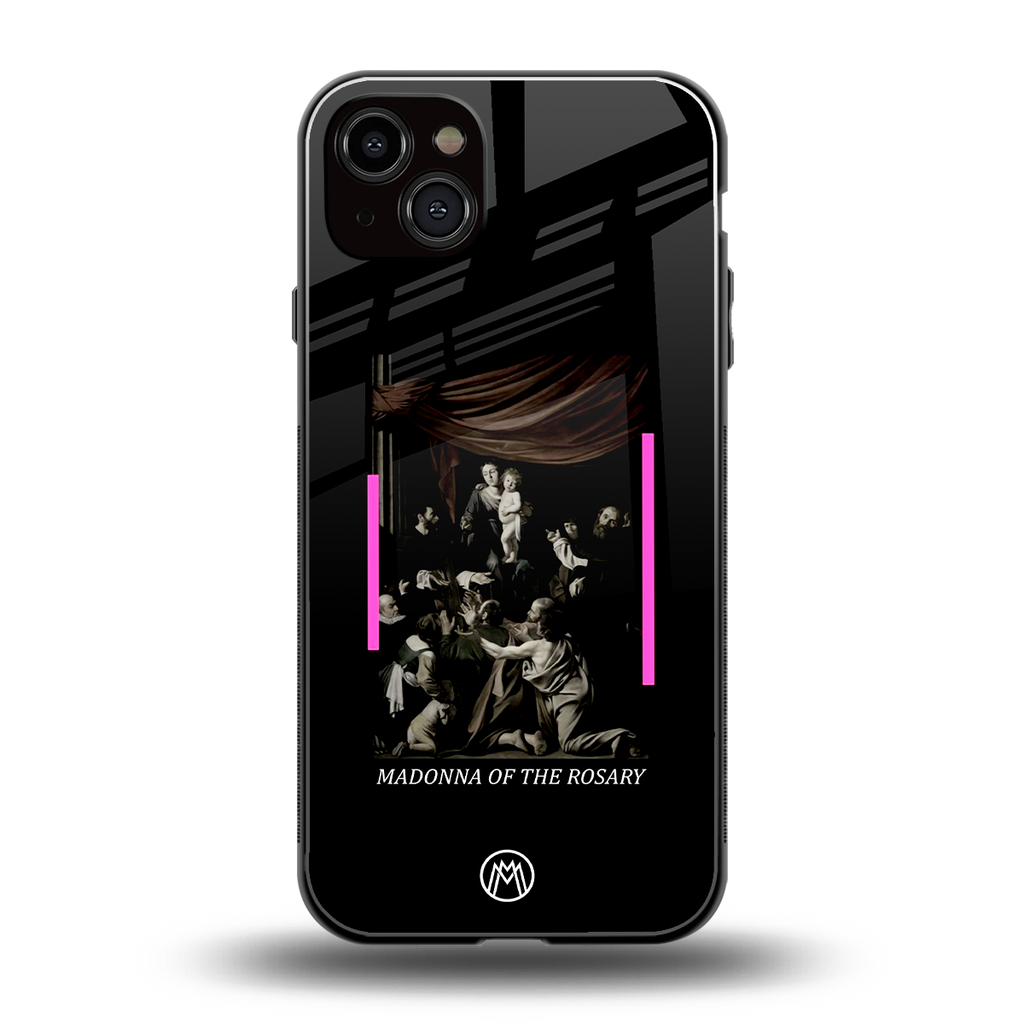 rosary icon back phone cover | glass case for iphone 15 plus