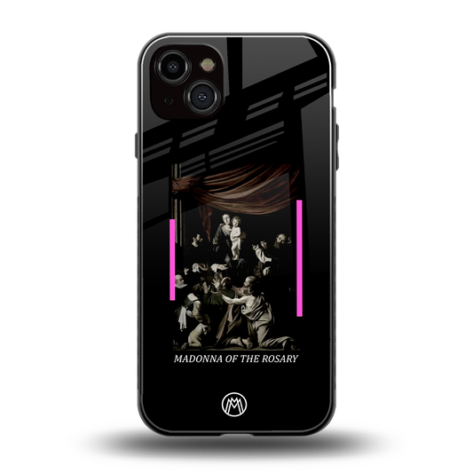 rosary icon back phone cover | glass case for iphone 15 plus