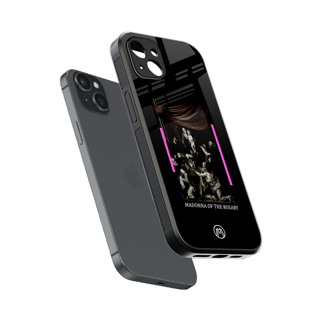 rosary icon back phone cover | glass case for iphone 15 plus