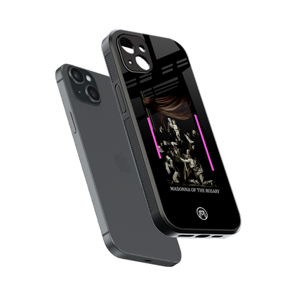 rosary icon back phone cover | glass case for iphone 15 plus